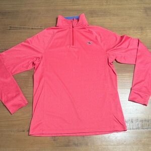 Girl’s Vineyard Vines Performance Pink Quarter-Zip Pullover